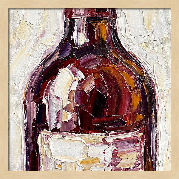 Wine Bottle In Palette Knife Style