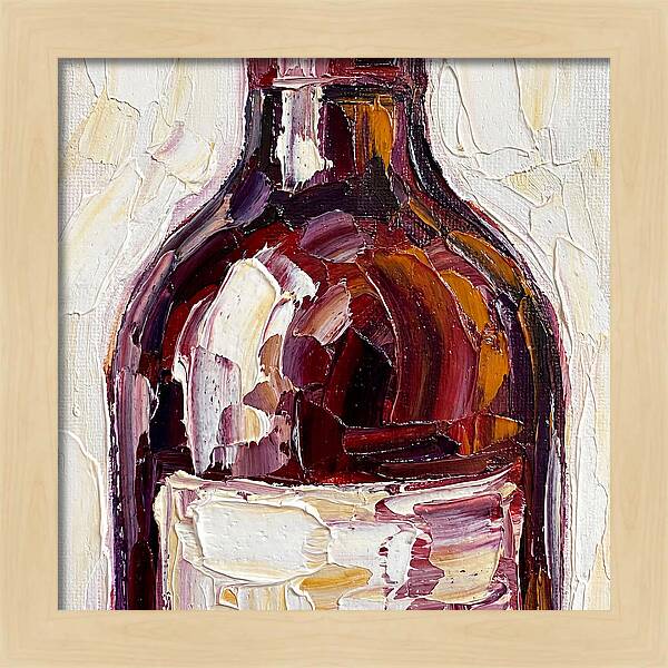 Wine Bottle In Palette Knife Style