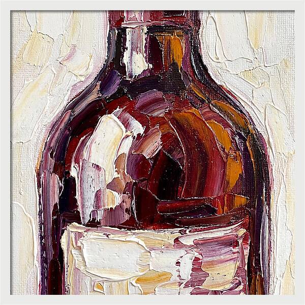 Wine Bottle In Palette Knife Style