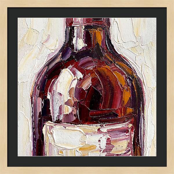 Wine Bottle In Palette Knife Style