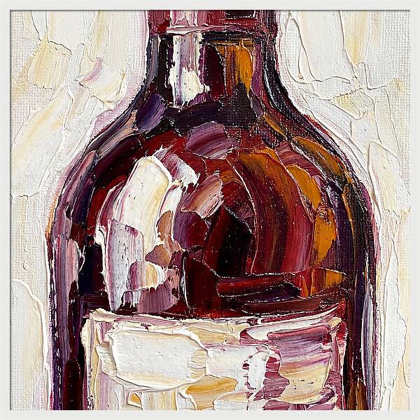 Wine Bottle In Palette Knife Style