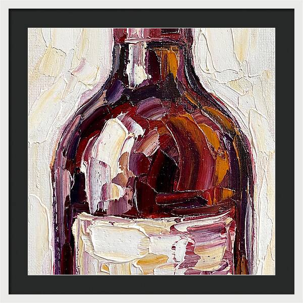 Wine Bottle In Palette Knife Style