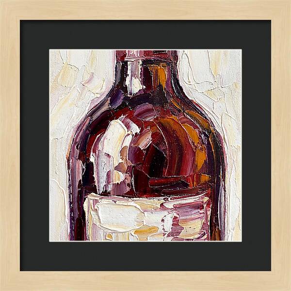 Wine Bottle In Palette Knife Style