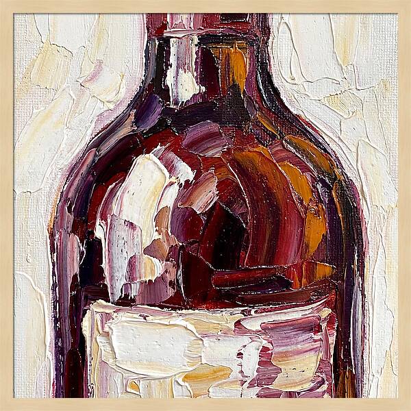 Wine Bottle In Palette Knife Style