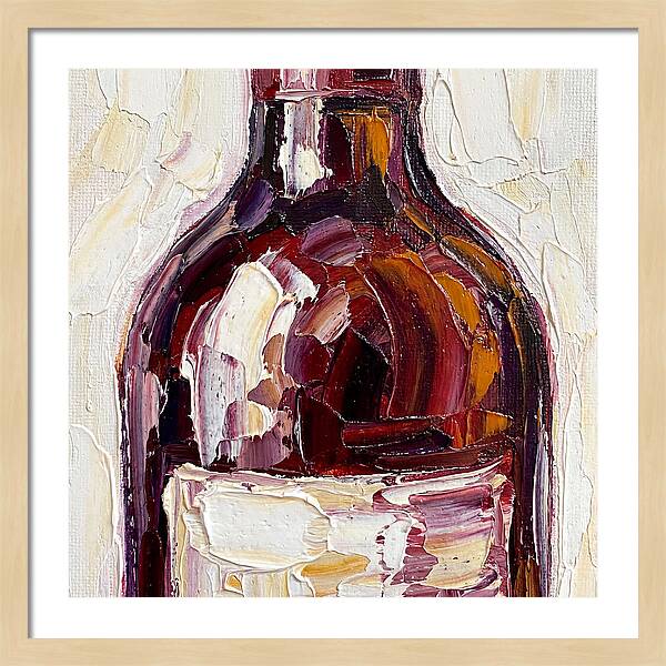 Wine Bottle In Palette Knife Style