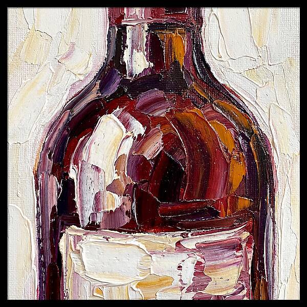 Wine Bottle In Palette Knife Style