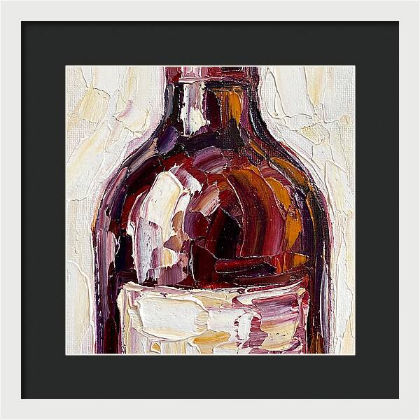 Wine Bottle In Palette Knife Style