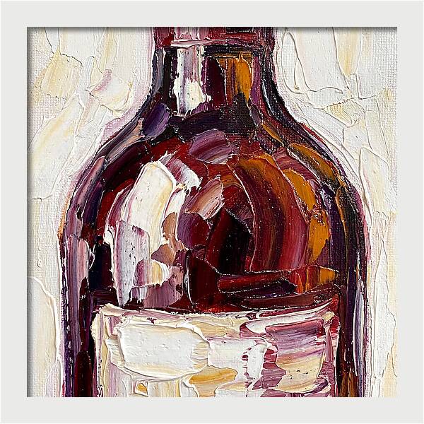 Wine Bottle In Palette Knife Style