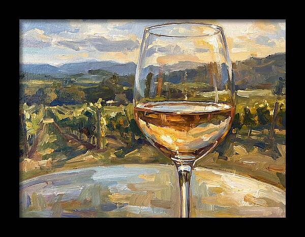 Wine Glass Overlooking Vineyard