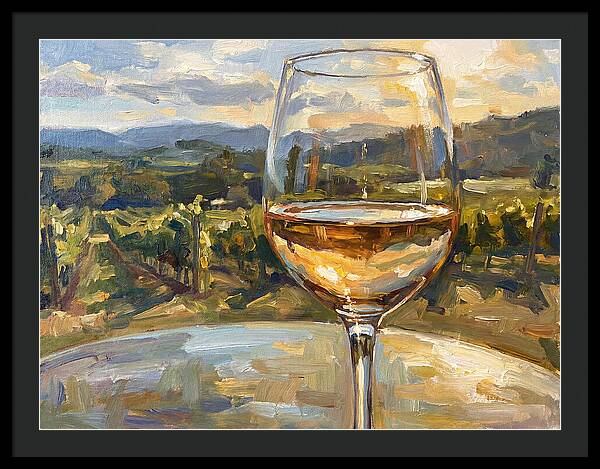 Wine Glass Overlooking Vineyard