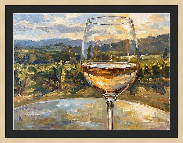 Wine Glass Overlooking Vineyard