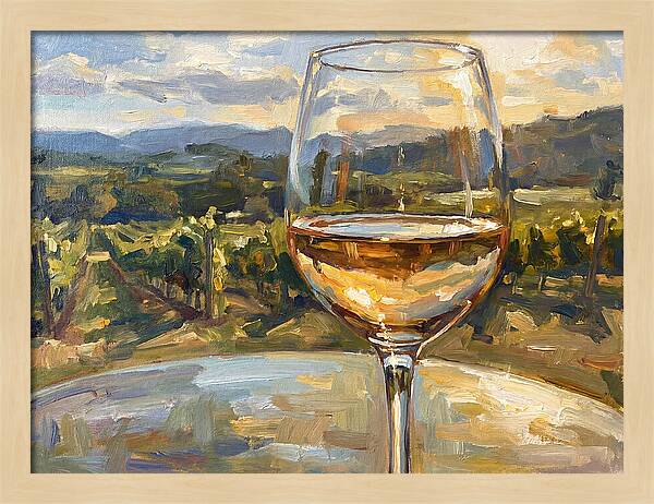 Wine Glass Overlooking Vineyard