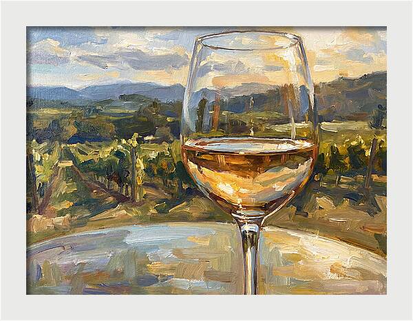 Wine Glass Overlooking Vineyard
