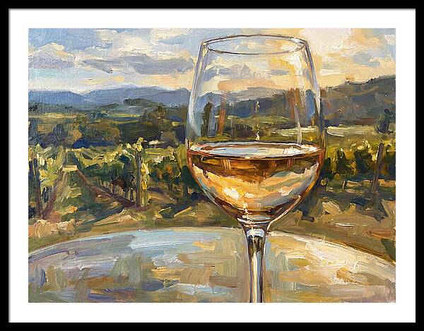 Wine Glass Overlooking Vineyard