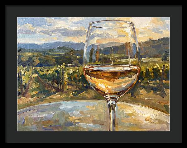 Wine Glass Overlooking Vineyard
