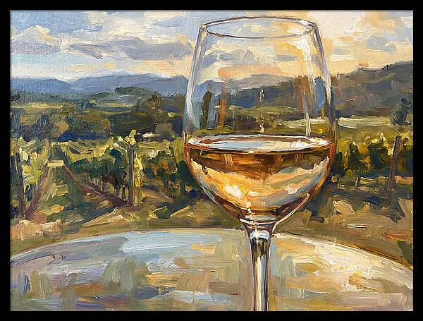 Wine Glass Overlooking Vineyard