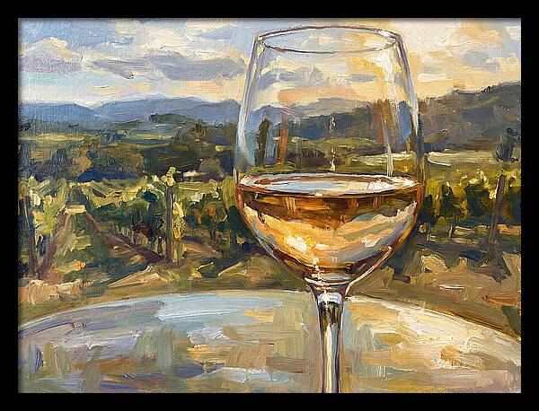 Wine Glass Overlooking Vineyard