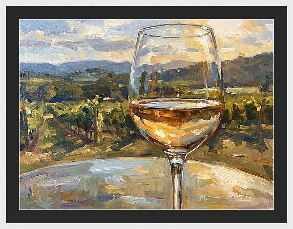 Wine Glass Overlooking Vineyard