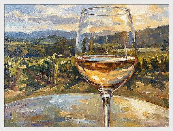 Wine Glass Overlooking Vineyard