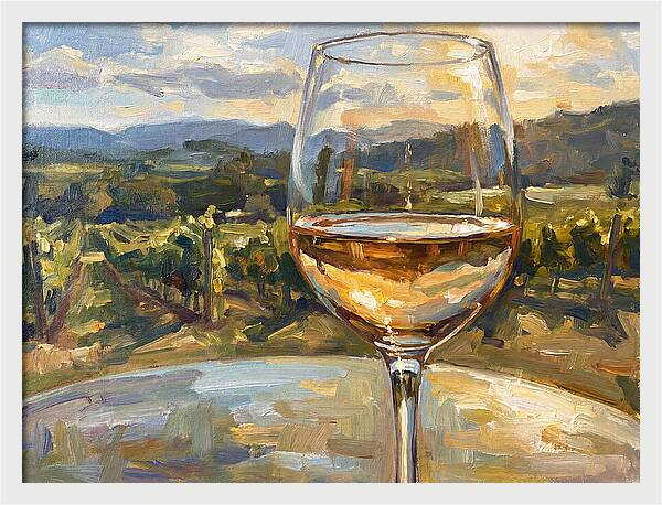 Wine Glass Overlooking Vineyard