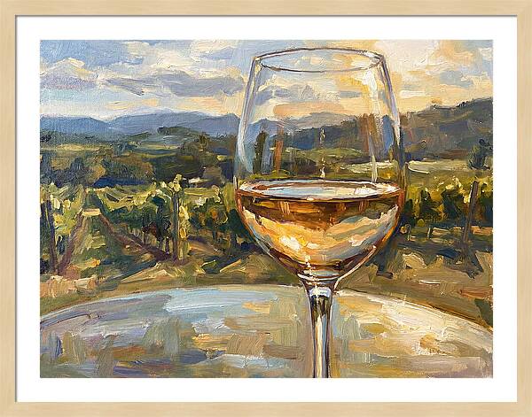 Wine Glass Overlooking Vineyard