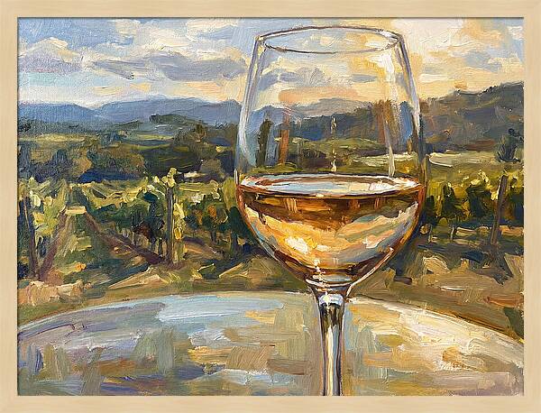 Wine Glass Overlooking Vineyard