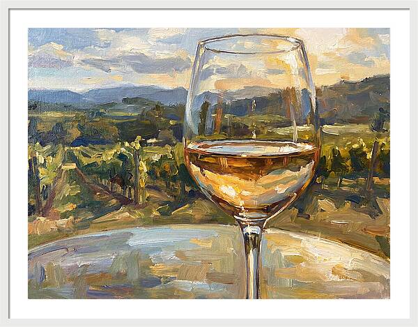 Wine Glass Overlooking Vineyard