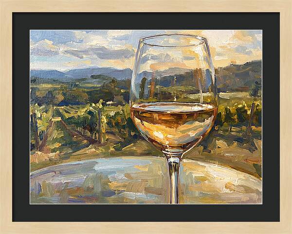 Wine Glass Overlooking Vineyard