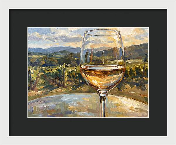 Wine Glass Overlooking Vineyard