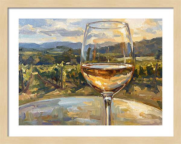 Wine Glass Overlooking Vineyard