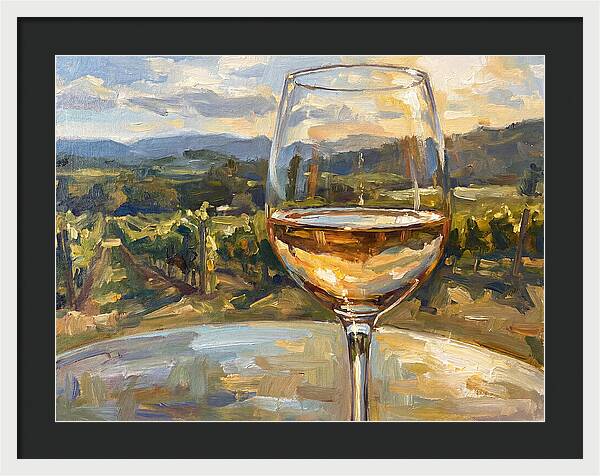 Wine Glass Overlooking Vineyard