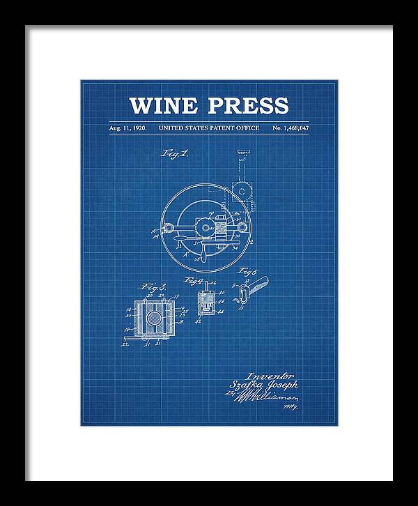 Wine Press Blueprint Patent Us1468047a