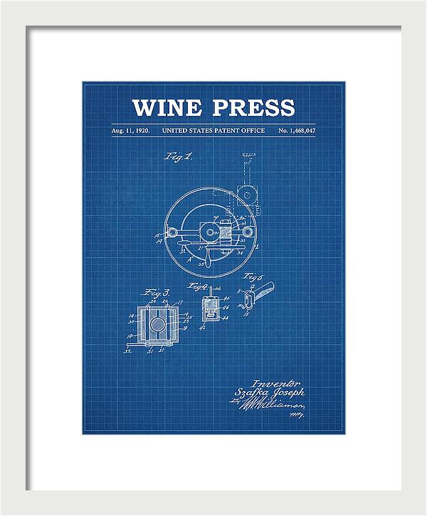 Wine Press Blueprint Patent Us1468047a