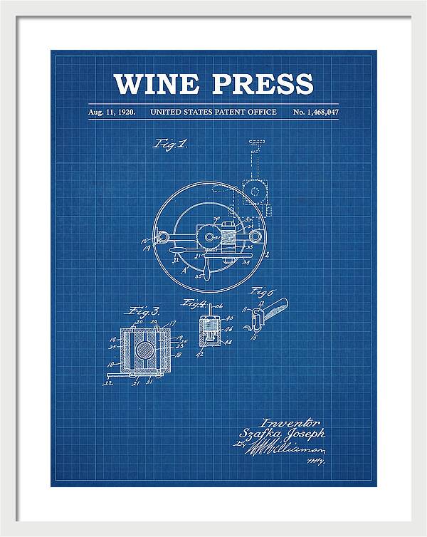 Wine Press Blueprint Patent Us1468047a
