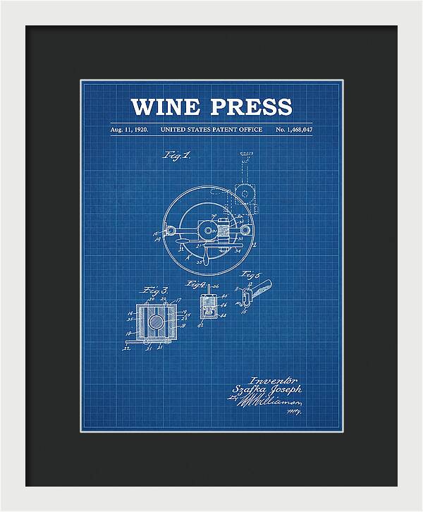 Wine Press Blueprint Patent Us1468047a