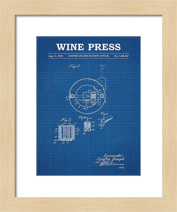 Wine Press Blueprint Patent Us1468047a