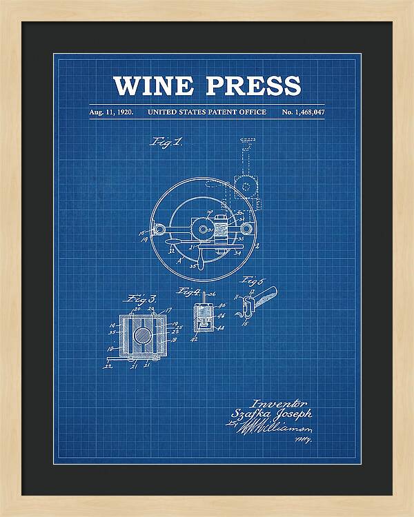 Wine Press Blueprint Patent Us1468047a