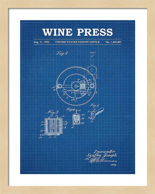 Wine Press Blueprint Patent Us1468047a