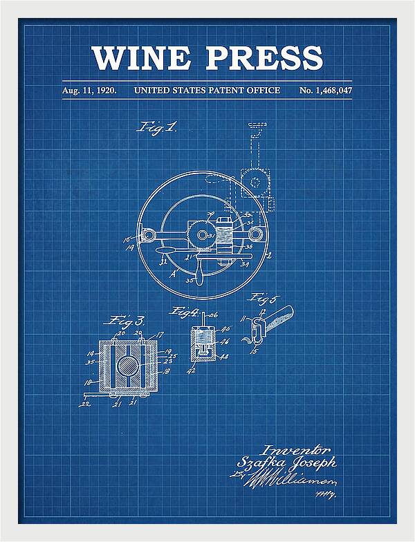 Wine Press Blueprint Patent Us1468047a