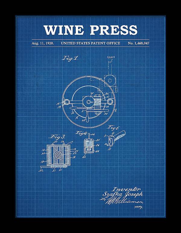 Wine Press Blueprint Patent Us1468047a