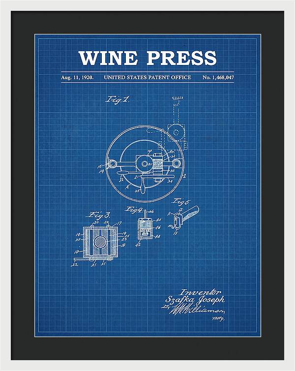 Wine Press Blueprint Patent Us1468047a