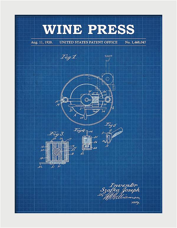 Wine Press Blueprint Patent Us1468047a