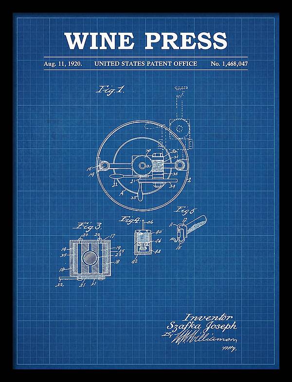 Wine Press Blueprint Patent Us1468047a