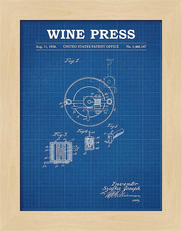 Wine Press Blueprint Patent Us1468047a