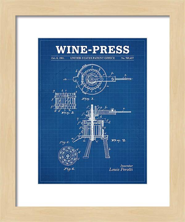 Wine Press Blueprint Patent Us705437a