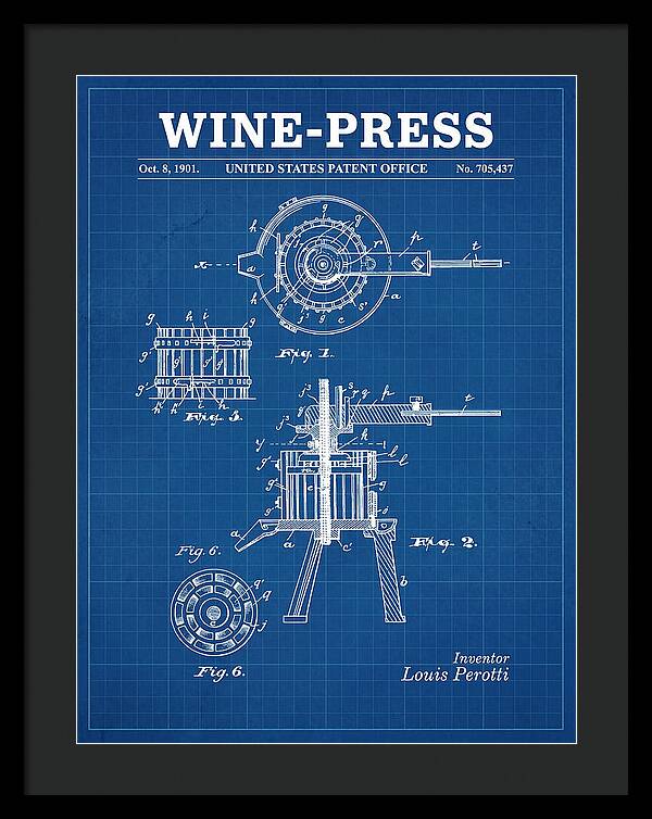 Wine Press Blueprint Patent Us705437a