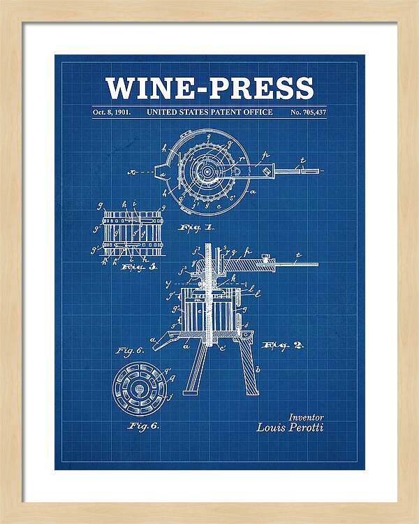 Wine Press Blueprint Patent Us705437a