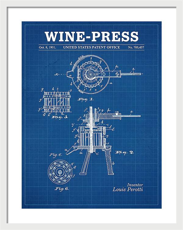 Wine Press Blueprint Patent Us705437a
