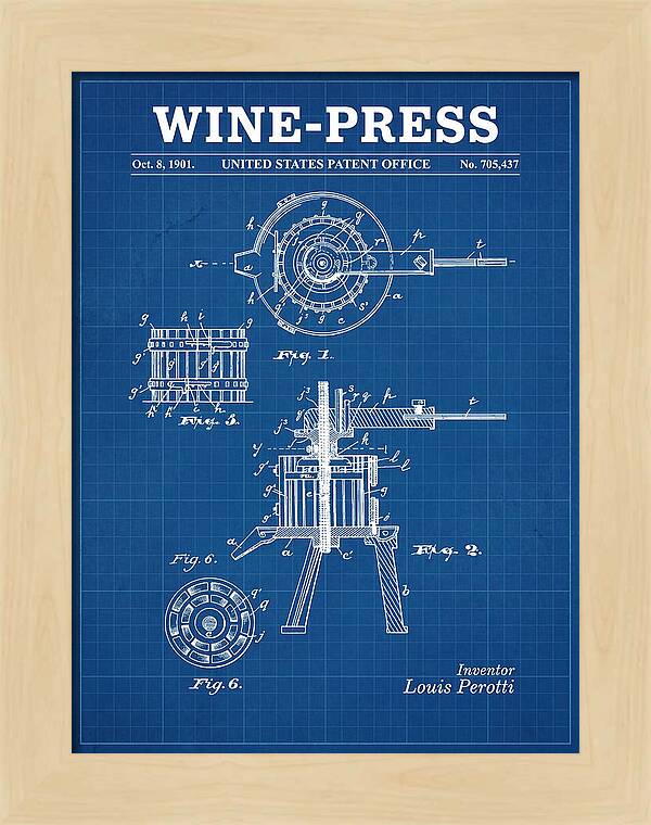 Wine Press Blueprint Patent Us705437a