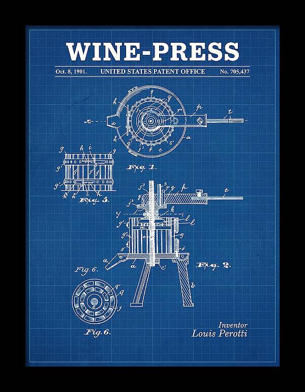 Wine Press Blueprint Patent Us705437a